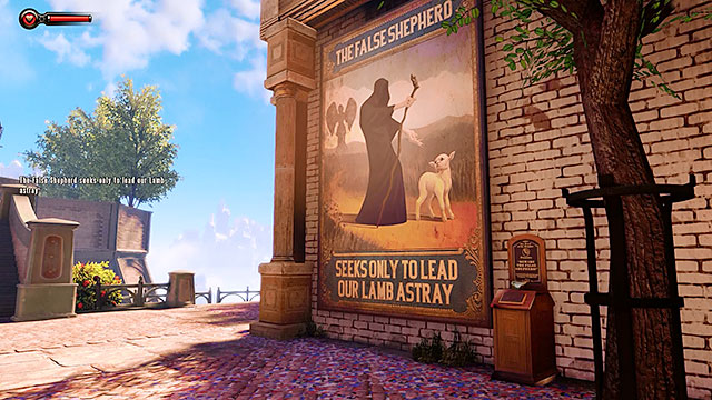 Youll notice a large poster The False Shepherd along the way - Find the statue of Columbia | Chapter 2 - Welcome Center - Chapter 2 - Welcome Center - BioShock Infinite Guide