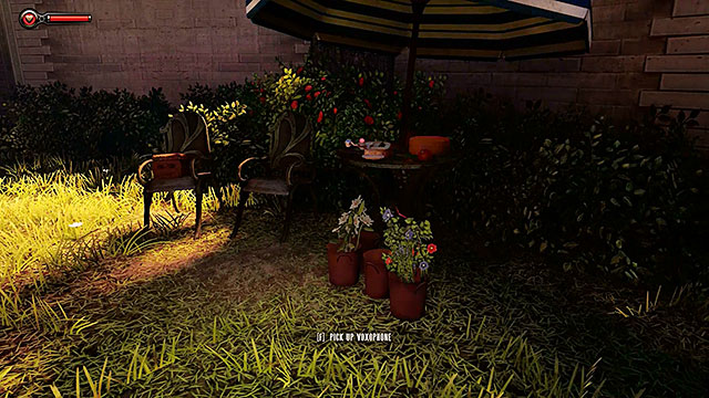 There are stairs to the left of the kinetoscope and they lead to a small garden - Find the statue of Columbia | Chapter 2 - Welcome Center - Chapter 2 - Welcome Center - BioShock Infinite Guide