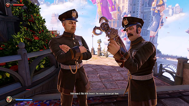 On your way to the lottery youll also encounter two policemen - Go to the Monument Island and find the girl | Chapter 2 - Welcome Center - Chapter 2 - Welcome Center - BioShock Infinite Guide