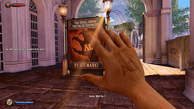 Keep moving towards the lottery, finding a false shepherd poster containing a warning about the events that will soon take place - Go to the Monument Island and find the girl | Chapter 2 - Welcome Center - Chapter 2 - Welcome Center - BioShock Infinite Guide