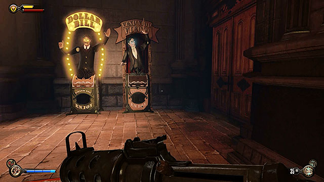 In order to get to the middle ticket stand you must use a nearby door and turn right after reaching a new corridor - Find a gondola to Monument Island | Chapter 5 - Monument Island Gateway - Chapter 5 - Monument Island Gateway - BioShock Infinite Guide
