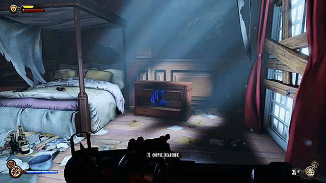 Once youve made your way to the apartment you should look behind the dresser found next to the bed in the first room - Use the sky-lines to reach Monument Island | Chapter 5 - Monument Island Gateway - Chapter 5 - Monument Island Gateway - BioShock Infinite Guide