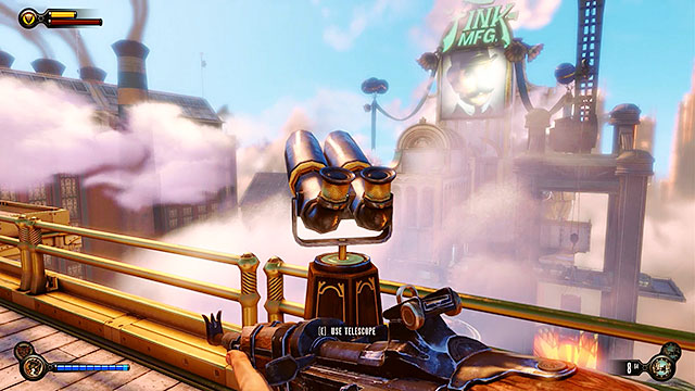 Once youve landed at the gondola station you should turn around to uncover Vantage point #22 - Telescope - Find a way into Finkton | Chapter 16 - Worker Induction Center / Finkton Proper - Chapter 16 - Worker Induction Center / Finkton Proper - BioShock Infinite Guide