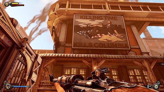 Use the sky-hook to get to a small roof located opposite The Good Time Club - Find the gunsmith Chen Lin | Chapter 17 - Plaza of Zeal - Chapter 17 - Plaza of Zeal - BioShock Infinite Guide
