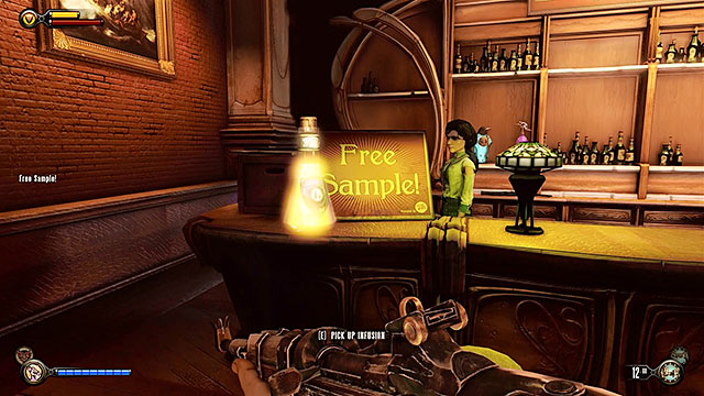 Theres an Infusion #13 on the bars counter, next to the Free Sample - Go to The Good Time Club and rescue Chen Lin | Chapter 18 - The Good Time Club - Chapter 18 - The Good Time Club - BioShock Infinite Guide