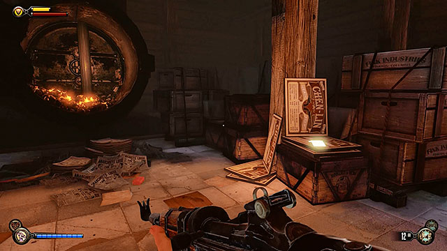 Theres a room with items prepared for recycling on the other side of the door - Find Chen Lins cell | Chapter 18 - The Good Time Club - Chapter 18 - The Good Time Club - BioShock Infinite Guide
