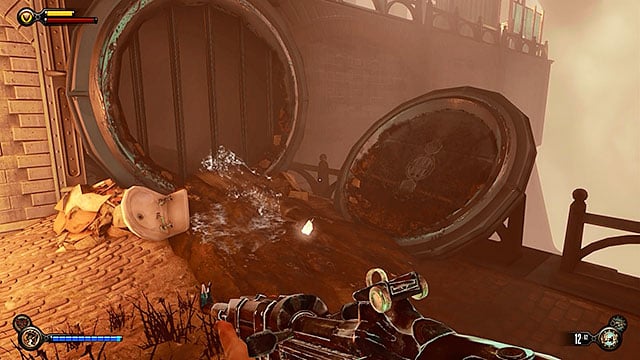 Use the nearby stairs to get to the Graveyard Shift Bar - Find Shantytowns police impound | Chapter 21 - Shantytown - Chapter 21 - Shantytown - BioShock Infinite Guide