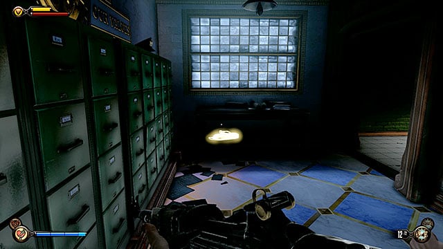 Return to the ground floor and search the interrogation room located next to the stairs leading down (left side of the hall) - Search for Chen Lins confiscated tools | Chapter 22 - Bull House Impound - Chapter 22 - Bull House Impound - BioShock Infinite Guide