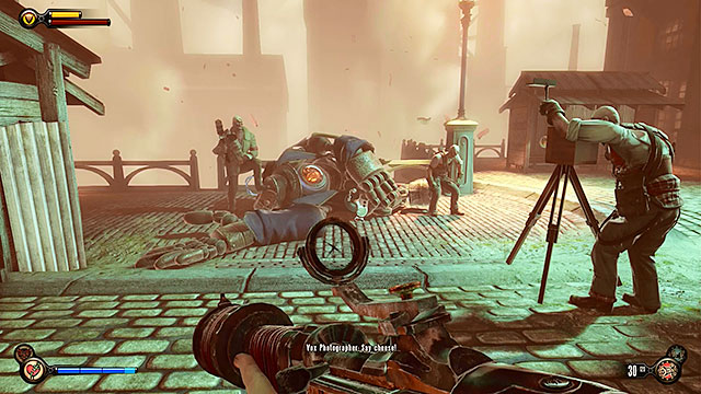 Use the well-known path leading towards the Graveyard Shift Bar - Return to the gunsmiths workshop part 5 | Chapter 23 - Bull Yard - Chapter 23 - Bull Yard - BioShock Infinite Guide