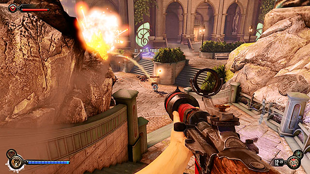 Search the luggage belonging to the escaping citizens of Columbia and then use the stairs leading to Port Prosperity - Go to Comstock house part 1 | Chapter 28 - Emporia - Chapter 28 - Emporia - BioShock Infinite Guide