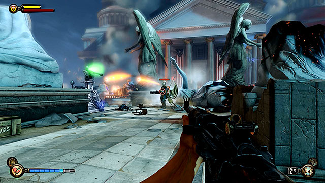 Once youve left Comstocks house search the room youre currently standing in very thoroughly and then ask Elizabeth to break a lock on a door leading to the roof - Board Prophet Comstocks zeppelin | Chapter 36 - Hand of the Prophet - Chapter 36 - Hand of the Prophet - BioShock Infinite Guide