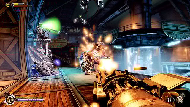 Head further into the deck and you are going to be attacked by soldiers accompanied by a new Handyman - Find a way to the top deck | Chapter 37 - Hangar Deck - Chapter 37 - Hangar Deck - BioShock Infinite Guide