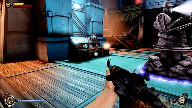 Theres also a locksmiths set on a table, near a tear used to summon a rocket turret - Find a way to the top deck | Chapter 37 - Hangar Deck - Chapter 37 - Hangar Deck - BioShock Infinite Guide