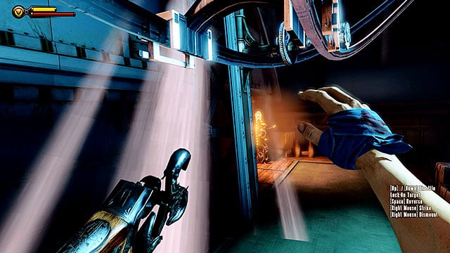 The second part of the deck is being guarded by two turrets stationed on both sides of the room - Find a way to the top deck | Chapter 37 - Hangar Deck - Chapter 37 - Hangar Deck - BioShock Infinite Guide