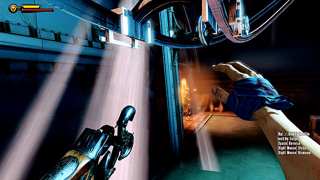 The second part of the deck is being guarded by two turrets stationed on both sides of the room - Find a way to the top deck | Chapter 38 - Engineering Deck - Chapter 38 - Engineering Deck - BioShock Infinite Guide