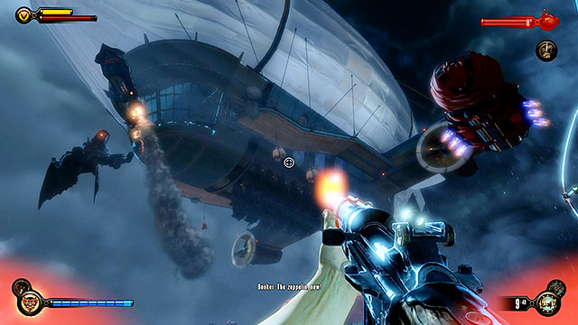 The appearance of the Vox airships will occur some time after the start of the final battle in Chapter 39 - Destroy all Vox zeppelins | Chapter 39 - Command Deck - Chapter 39 - Command Deck - BioShock Infinite Guide