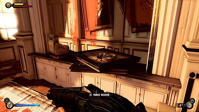 Downtown Emporia - on a counter inside a locked store with the paintings - Chapter 30 | Voxophones in BioShock Infinite - Voxophones - BioShock Infinite Guide