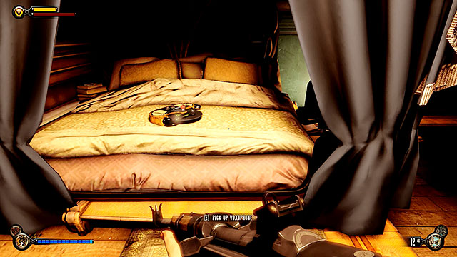 The Hand of the Prophet - on a bed inside Comstocks bedroom, above the command deck - Chapters 36-39 | Voxophones in BioShock Infinite - Voxophones - BioShock Infinite Guide