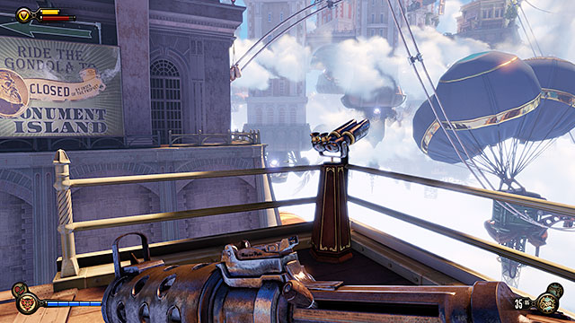 Gondola to Monument Island - on the lower floor of the maintenance tower, near the balustrade - Chapters 4-5 | Vantage points in BioShock Infinite - Vantage points - BioShock Infinite Guide