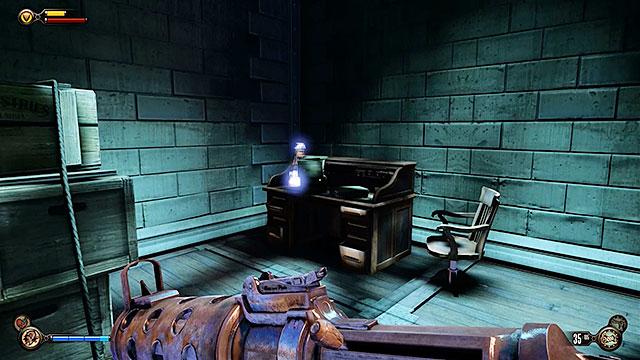 Gondola to Monument Island - on a lower level of the maintenance tower, inside a room located beneath the towers archway - Chapters 4-5 | Infusions in BioShock Infinite - Infusions - BioShock Infinite Guide