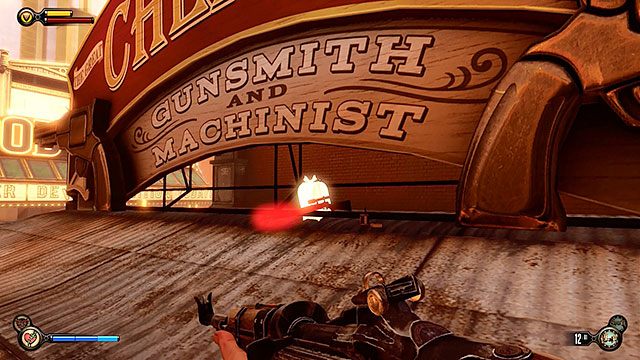 Plaza of Zeal - under the sign of the gunsmiths workshop - Chapters 17-18 | Gear in BioShock Infinite - Gear - BioShock Infinite Guide