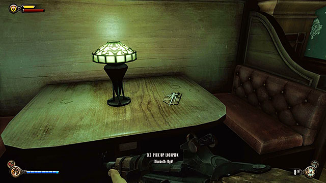 Soldiers Field - on a table inside the Fellow Traveller bar - Chapter 8 | Lockpicks in BioShock Infinite - Lockpicks - BioShock Infinite Guide
