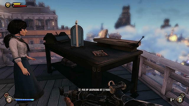 Hall of Heroes Plaza - behind the stairs of the balcony located above the plaza (you can get here only by using the Shock Jockey vigor) - Chapter 12 | Lockpicks in BioShock Infinite - Lockpicks - BioShock Infinite Guide