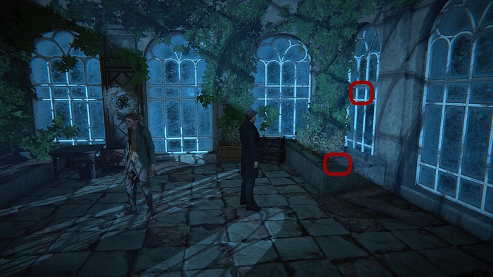 Finally you can examine the window on the right side of the room, where the pruning shears hit, as well as the bottom edge of the flowerbed where the mentioned tool landed (you need to hold the LMB until the circle turns white) - Learn more about the drowned woman | Black Mirror Walkthrough - Chapter 3 - Black Mirror Guide