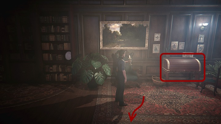 Take a look at an old-looking desk shown on the screenshot above - Guest room and the first floor | Black Mirror Walkthrough - Chapter I - Black Mirror Guide