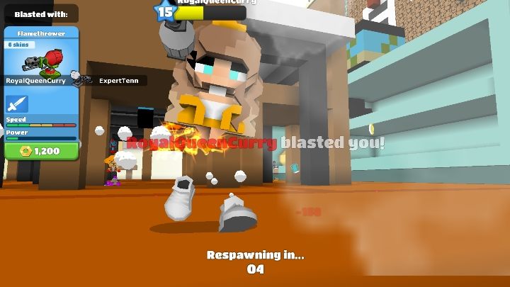 If you are eliminated, you return after 5 seconds - Step 4 - Weapons and combat (battle mode) in BlockStarPlanet - 10 steps to start - BlockStarPlanet Guide