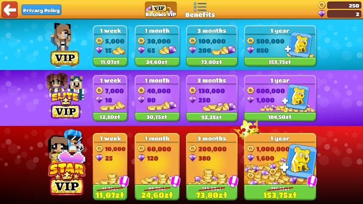 You can increase your experience by paying for a VIP package - Step 6 - Experience levels in BlockStarPlanet - 10 steps to start - BlockStarPlanet Guide