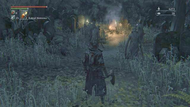 In the end go towards the campfire from the side shown on the screenshot above - Cathedral Ward - after the fight with Vicar Amelia | Walkthrough - Walkthrough - Bloodborne Game Guide & Walkthrough