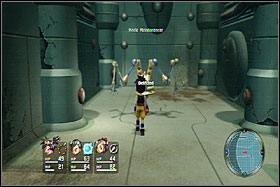 When you get inside the room to the west of the center, you'll see a scene in which Kluke says some things about her late parents - Ancient Hospital Ruins - Disc 1 - Blue Dragon - Game Guide and Walkthrough