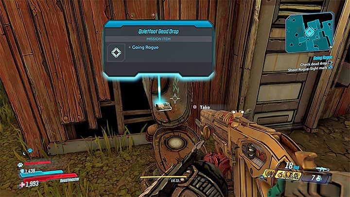 After winning a battle, return to the hut and pick up the agents Rogue ID - Going Rogue | Borderlands 3 Walkthrough - Main Quests - Borderlands 3 Guide