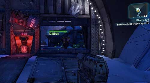 After picking up the weapon, wait for the Claptrap to open the next door in the southern part of the cave - My First Gun/Blindsided | Main missions walkthrough for Borderlands 2 - Main missions - Borderlands 2 Game Guide