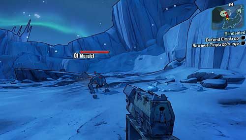Follow the Claptrap while opening chests and breaking the ice which you will come across - My First Gun/Blindsided | Main missions walkthrough for Borderlands 2 - Main missions - Borderlands 2 Game Guide