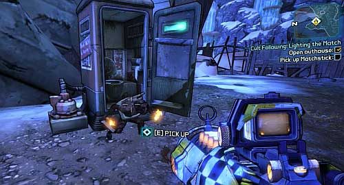 After the conversation, open the toiler to the right of Clayton and pick up Matchstick - Cult Following: Eternal Flame | Sanctuary side missions in Borderlands 2 - Sanctuary - Borderlands 2 Game Guide