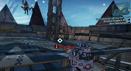 You will have to reach a ship in the north of the map, where you fought with Flynt - Cult Following: Eternal Flame | Sanctuary side missions in Borderlands 2 - Sanctuary - Borderlands 2 Game Guide