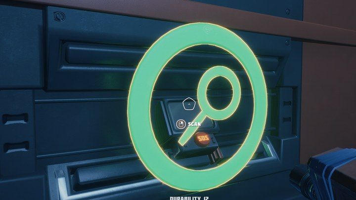 Use the scanner to scan the appearing green markers until the analysis is complete - Breathedge: Examine the unknown module - walkthrough - Chapters 4 & 5 - Breathedge Guide