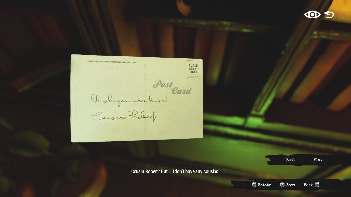 The postcard is on the bookcase - Call of the Sea: Chapter 4, Quite a Show - secrets - Secrets - Call of the Sea Guide