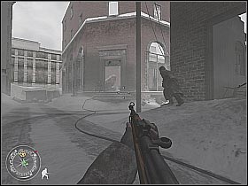 Enter the destroyed building - Repairing the Wire - Not One Step Backwards! - Call of Duty 2 - Game Guide and Walkthrough