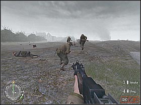 You should reach your destination point in a few seconds - The Battle of Pointe du Hoc - D-Day - Call of Duty 2 - Game Guide and Walkthrough