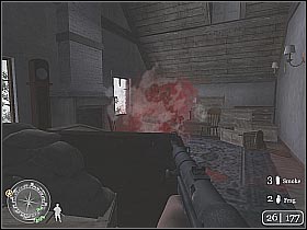 Stand by the right window and press the F key in order to use the heavy machine gun - The Battle of Pointe du Hoc - D-Day - Call of Duty 2 - Game Guide and Walkthrough