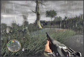 Suddenly a burning truck will wheel toward you (#1) - Chapter II: The Island - Game Guide - Call of Duty 3 Game Guide