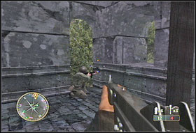Soon youll reach an open area with some walls on it (#1) - Chapter IV: Mayenne Bridge - Game Guide - Call of Duty 3 Game Guide