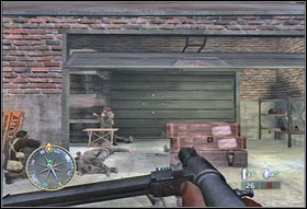 Go down the platform using the same stairs you used to climb on and turn right - Chapter VI: Fuel Plant - Game Guide - Call of Duty 3 Game Guide