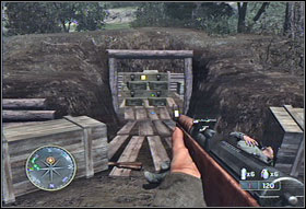Your next task is to blow two German weapon storehouses - Chapter VIII: The Forest - Game Guide - Call of Duty 3 Game Guide