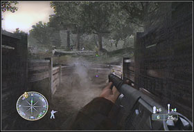 When youll reach the road junction, turn right and clear all rooms along the way from the enemies (the one inside the complex too) - Chapter VIII: The Forest - Game Guide - Call of Duty 3 Game Guide