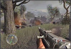 Now run to the left wall of the building (#1) - Chapter IX: Laison River - Game Guide - Call of Duty 3 Game Guide