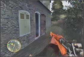 Run toward the house and kill the Germans on the court - Chapter XI: Hostage - Game Guide - Call of Duty 3 Game Guide